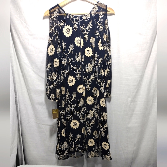 Melonie T Embroidered Floral Cold-Shoulder Sheer Mini Dress - Picture 8 of 16